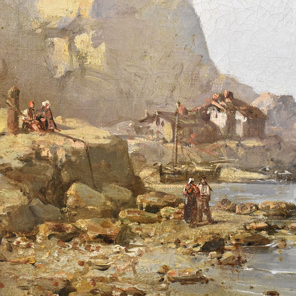 QM492 4a antique seascape painting marine art XIX century